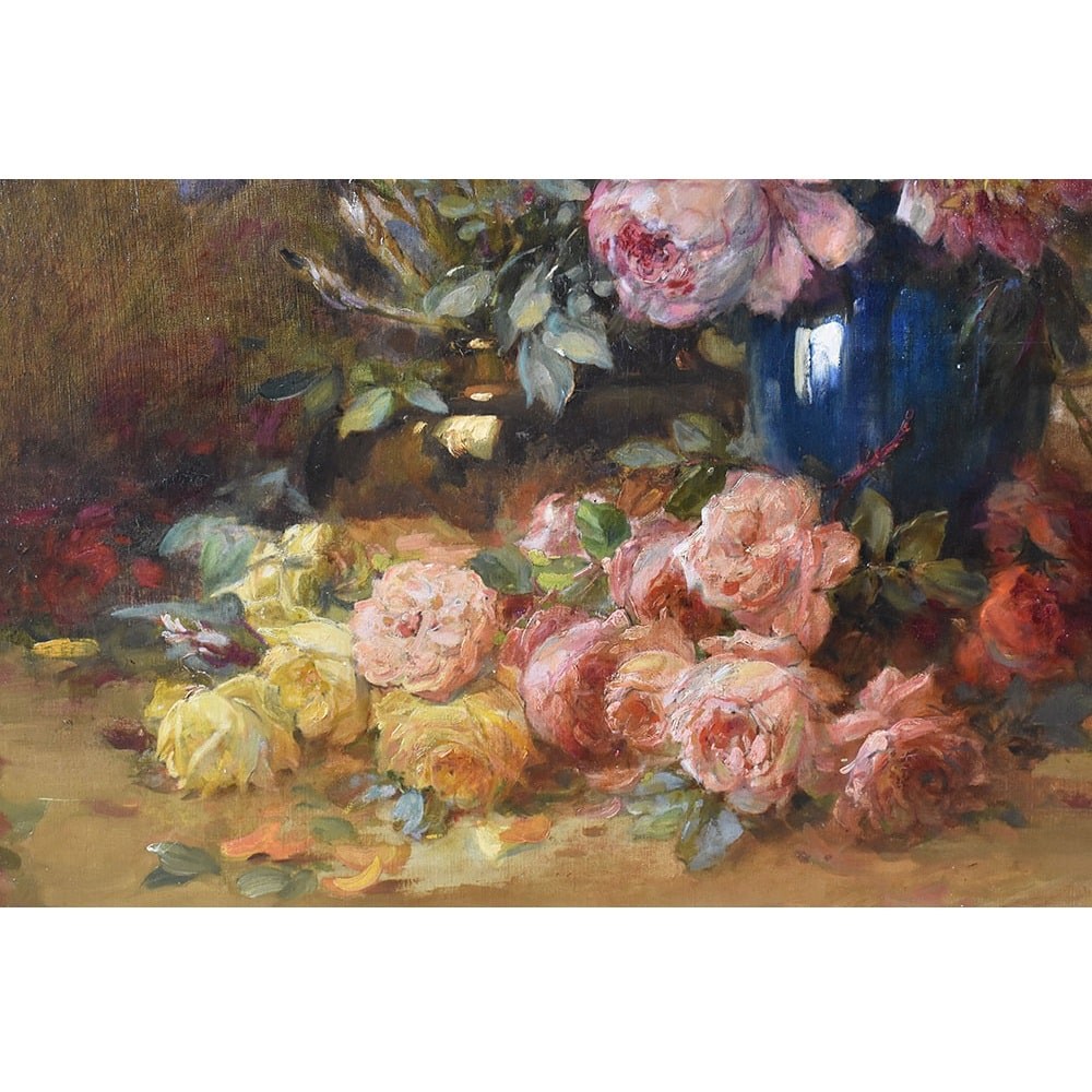 QF594 1 antique floral painting flower oil painting still life XIX century.jpg